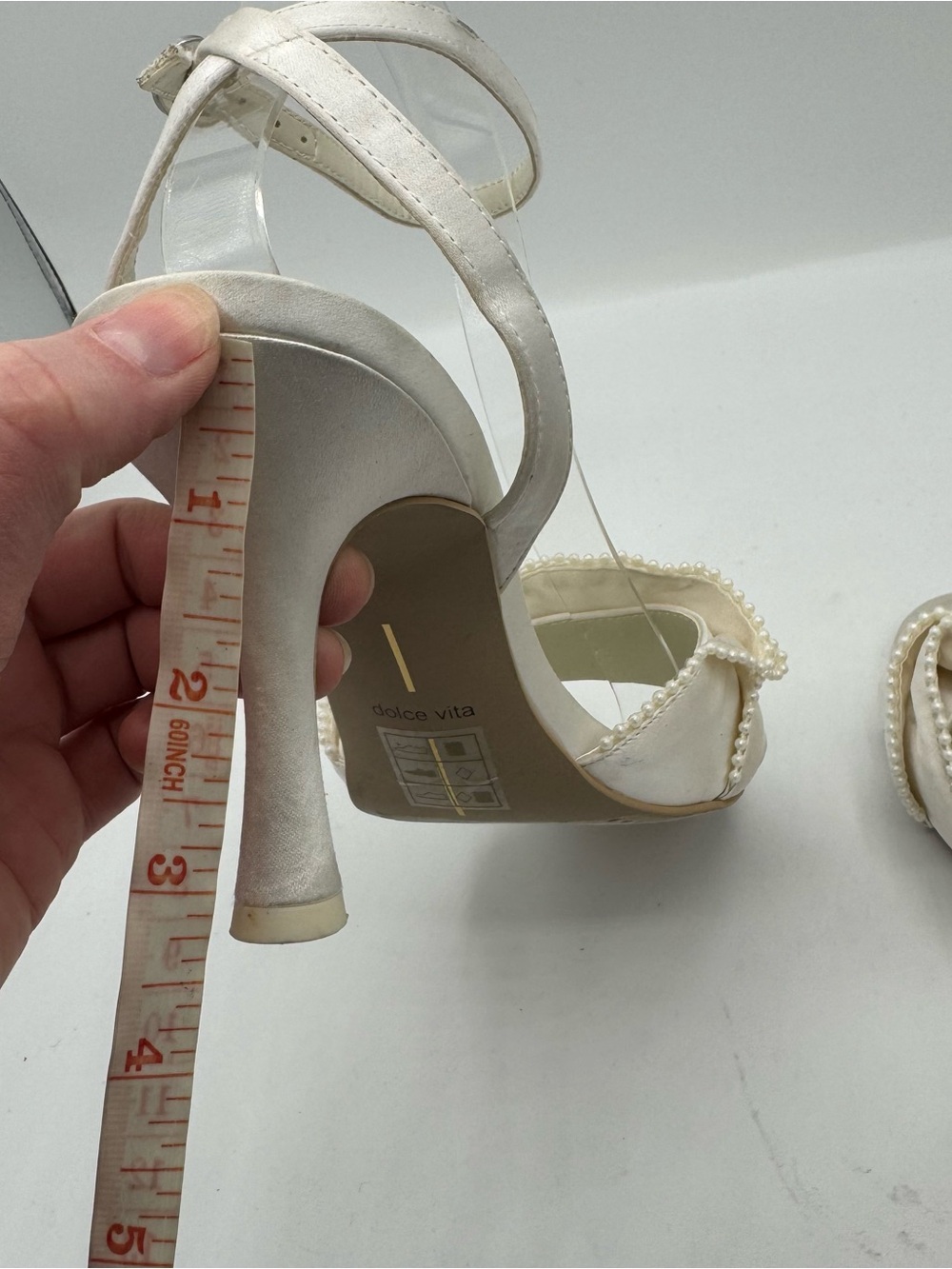 Dolce Vita white Vanilla Faux Pearls Satin Lunete Heeled Sandals size 9 bridal - Picture 5 of 6